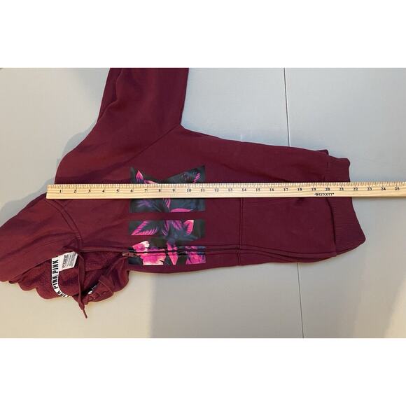 Victoria Secret Women's PINK Full Zip Hoodie Sweatshirt in Burgundy Red Size S - Picture 6 of 6